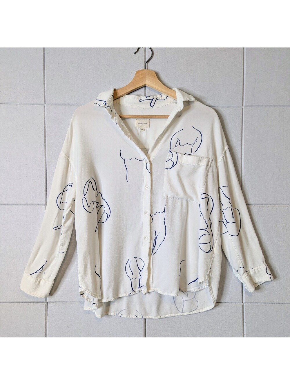 Paloma Wool 'Leandra' abstract figure print button up shirt